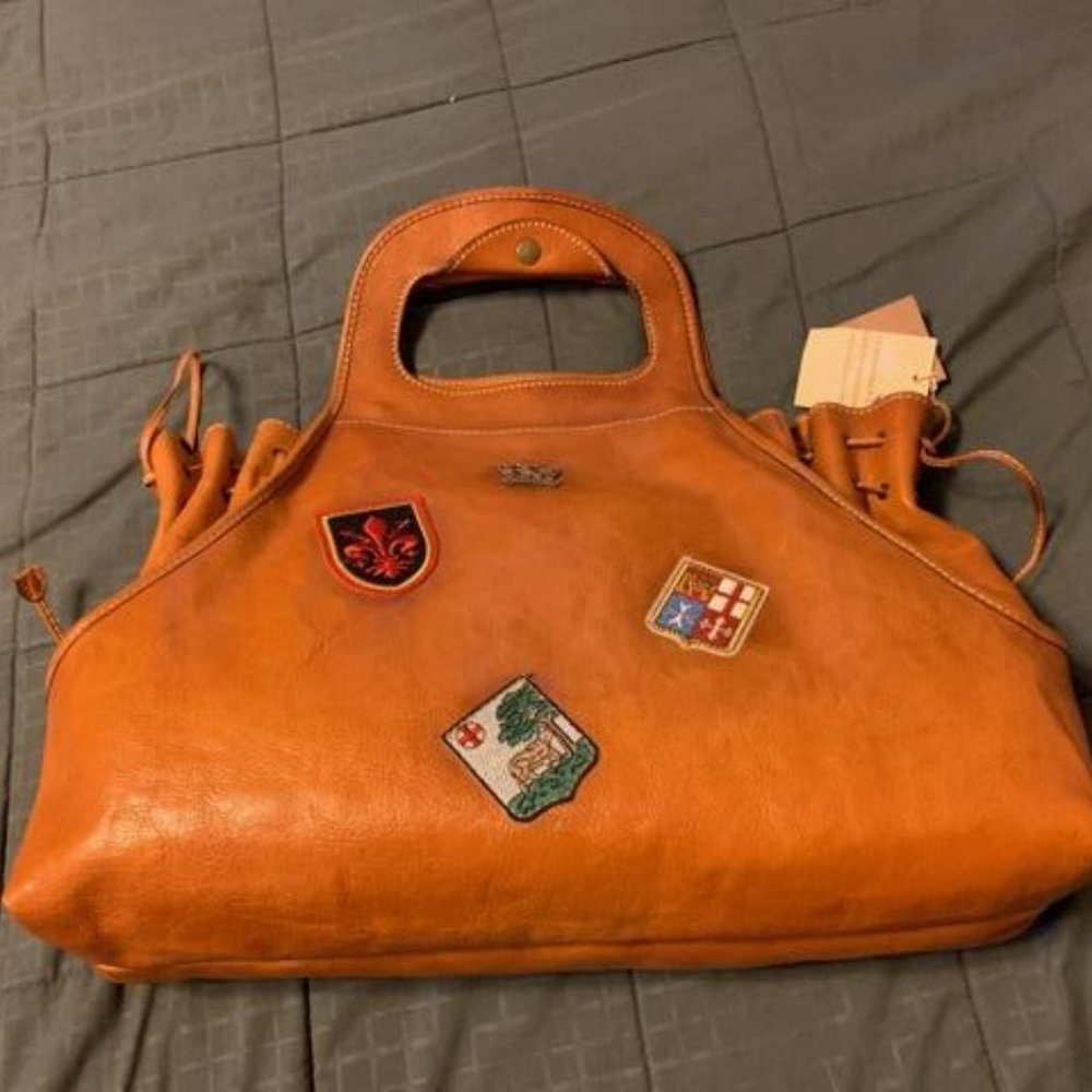 Pratesi Firenze Cognac Italian Leather Satchel Convertible to a Shoulder Bag